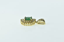 Load image into Gallery viewer, 14K Oval Natural Emerald Vintage Diamond Halo Pendant Yellow Gold