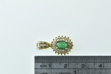 Load image into Gallery viewer, 14K Oval Natural Emerald Vintage Diamond Halo Pendant Yellow Gold