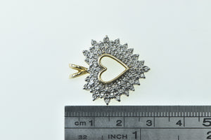 14K Diamond Heart Love Symbol Cluster Romantic Pendant Yellow Gold