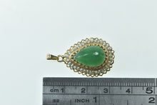 Load image into Gallery viewer, 14K Pear Green Agate Seed Pearl Trim Statement Pendant Yellow Gold