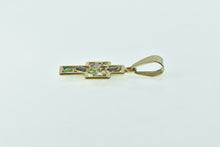 Load image into Gallery viewer, 14K Diamond Emerald Ruby Sapphire Cross Faith Pendant Yellow Gold