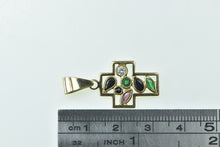 Load image into Gallery viewer, 14K Diamond Emerald Ruby Sapphire Cross Faith Pendant Yellow Gold