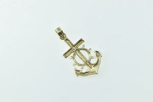 10K Anchor Crucifix Nautical Motif Faith Symbol Hope Pendant Yellow Gold