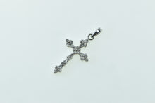 Load image into Gallery viewer, 14K Diamond Encrusted Cross Christian Faith Pendant White Gold