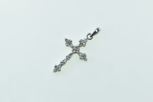 14K Diamond Encrusted Cross Christian Faith Pendant White Gold