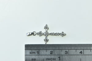 14K Diamond Encrusted Cross Christian Faith Pendant White Gold