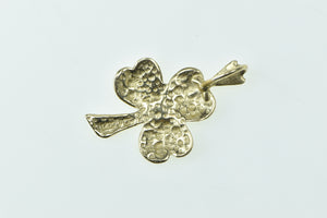 14K Diamond Cut Clover Lucky Shamrock Charm/Pendant Yellow Gold