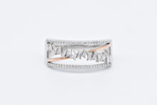 Load image into Gallery viewer, 10K Baguette Diamond Zig Zag Square Band Ring White Gold