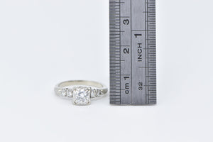 18K 1950's 0.50 Ctw Diamond Classic Engagement Ring White Gold