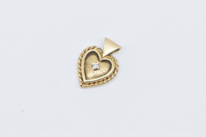 14K Diamond Heart Love Symbol Vintage Romantic Charm/Pendant Yellow Gold