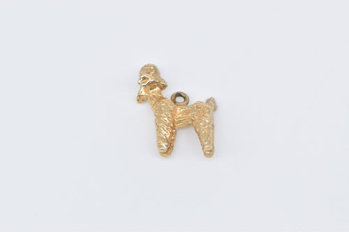 14K 3D French Poodle Dog Animal Pet Charm/Pendant Yellow Gold