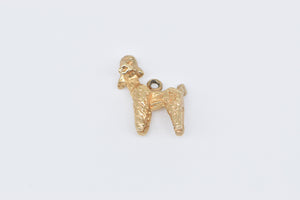 14K 3D French Poodle Dog Animal Pet Charm/Pendant Yellow Gold