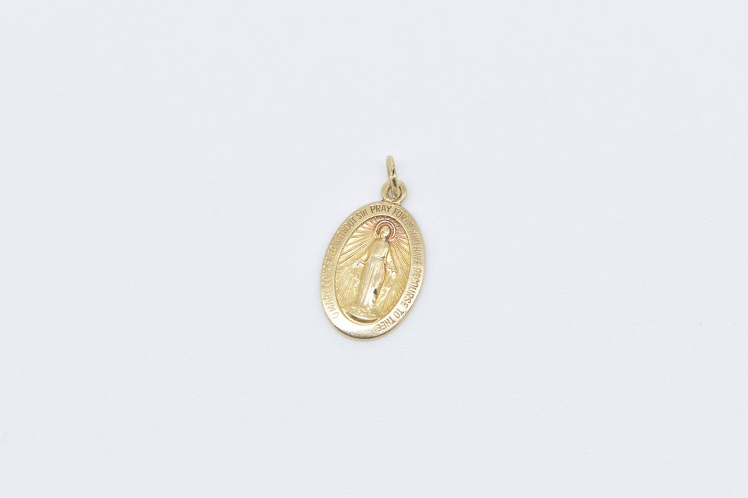 14K Virgin Mary Christian Faith Mother of Jesus Charm/Pendant Yellow Gold