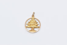 Load image into Gallery viewer, 14K Vintage Tree of Life Pine Connection Symbol Charm/Pendant Yellow Gold