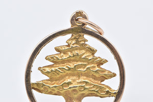 14K Vintage Tree of Life Pine Connection Symbol Charm/Pendant Yellow Gold