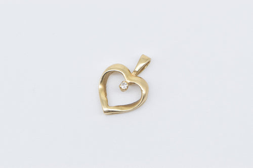 14K Diamond Heart Love Symbol Romantic Vintage Charm/Pendant Yellow Gold