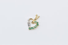 Load image into Gallery viewer, 14K Emerald Diamond Heart Love Symbol Vintage Pendant Yellow Gold