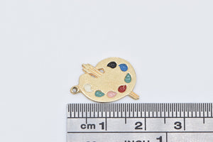 14K Enamel Painters Palette Artist Art Motif Charm/Pendant Yellow Gold