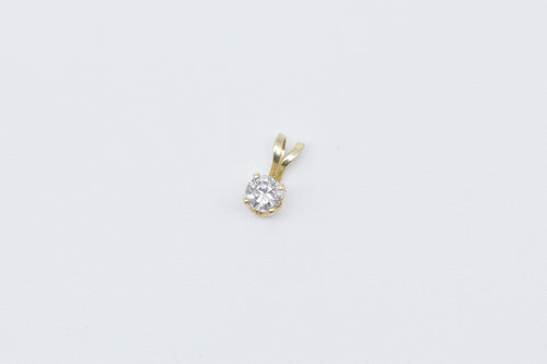 14K 0.20 Ct Diamond Solitaire Classic Simple Pendant Yellow Gold