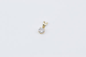 14K 0.20 Ct Diamond Solitaire Classic Simple Pendant Yellow Gold