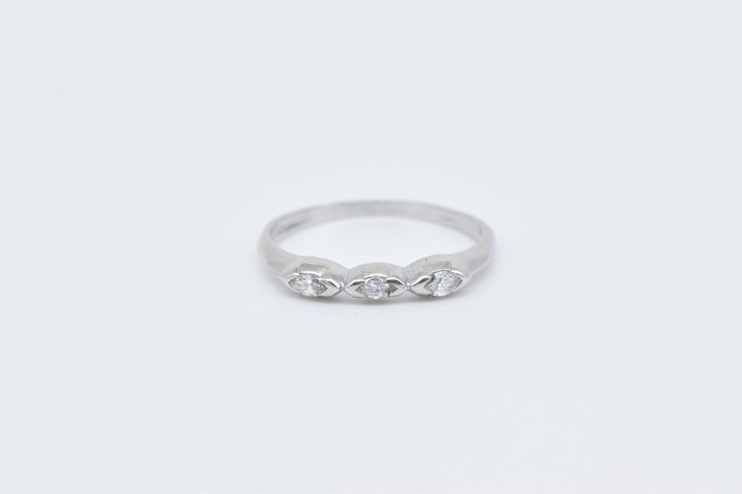 Platinum Marquise Diamond Vintage Wedding Band Ring