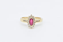 Load image into Gallery viewer, 14K Marquise Ruby Diamond Halo Engagement Ring Yellow Gold