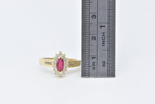 Load image into Gallery viewer, 14K Marquise Ruby Diamond Halo Engagement Ring Yellow Gold