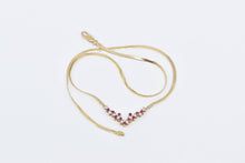 Load image into Gallery viewer, 14K Vintage Ruby Diamond Chevron Herringbone Necklace 17.5&quot; Yellow Gold