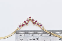 Load image into Gallery viewer, 14K Vintage Ruby Diamond Chevron Herringbone Necklace 17.5&quot; Yellow Gold