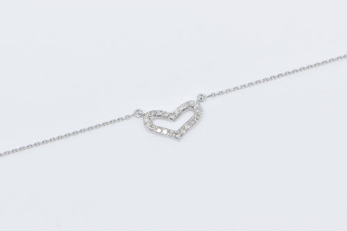 18K Vintage Diamond Heart Love Symbol Chain Necklace 16