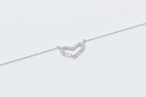 18K Vintage Diamond Heart Love Symbol Chain Necklace 16" White Gold