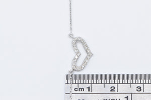 18K Vintage Diamond Heart Love Symbol Chain Necklace 16" White Gold