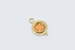 18K Faceted Round Natural Opal Vintage Statement Pendant Yellow Gold