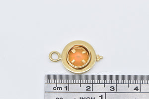 18K Faceted Round Natural Opal Vintage Statement Pendant Yellow Gold