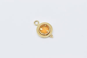 18K Faceted Round Natural Opal Vintage Statement Pendant Yellow Gold