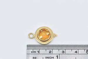 18K Faceted Round Natural Opal Vintage Statement Pendant Yellow Gold