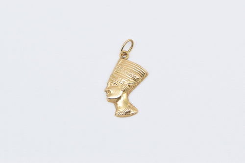 14K Ancient Egyptian Queen Nefertiti Bust Charm/Pendant Yellow Gold