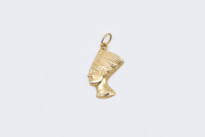 14K Ancient Egyptian Queen Nefertiti Bust Charm/Pendant Yellow Gold