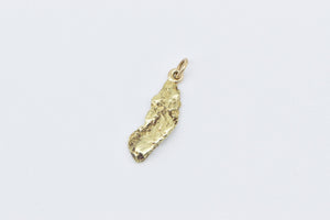 18K Textured Nugget Raw Cluster Pebble Charm/Pendant Yellow Gold