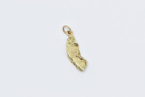 18K Textured Nugget Raw Cluster Pebble Charm/Pendant Yellow Gold