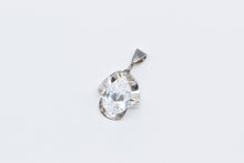 Load image into Gallery viewer, Sterling Silver Pear Solitaire Scalloped Vintage Statement CZ Pendant