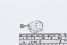 Load image into Gallery viewer, Sterling Silver Pear Solitaire Scalloped Vintage Statement CZ Pendant