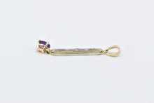 Load image into Gallery viewer, 18K Oval Amethyst Ornate Art Deco Filigree Drop Pendant Yellow Gold