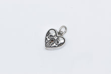 Load image into Gallery viewer, Sterling Silver Forget Me Not Heart Bow Locket Love Symbol Charm/Pendant