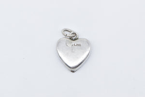 Sterling Silver Forget Me Not Heart Bow Locket Love Symbol Charm/Pendant