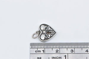 Sterling Silver Forget Me Not Heart Bow Locket Love Symbol Charm/Pendant