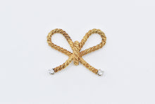 Load image into Gallery viewer, 18K Tiffany &amp; Co Diamond Rope Bow Heart Twist Pin/Brooch Yellow Gold