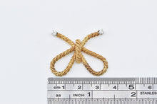 Load image into Gallery viewer, 18K Tiffany &amp; Co Diamond Rope Bow Heart Twist Pin/Brooch Yellow Gold