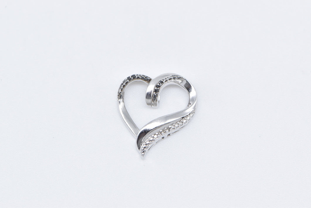 Sterling Silver Diamond Heart Love Symbol Romantic Pendant