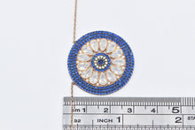 Load image into Gallery viewer, Sterling Silver Elaborate Pave Nazar CZ Evil Eye Medallion Necklace 18&quot;